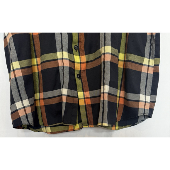 Raw Blue Mens Plaid Embroidered Button Shirt Size 4XL Grunge Skater Biker Y2K - Picture 6 of 16